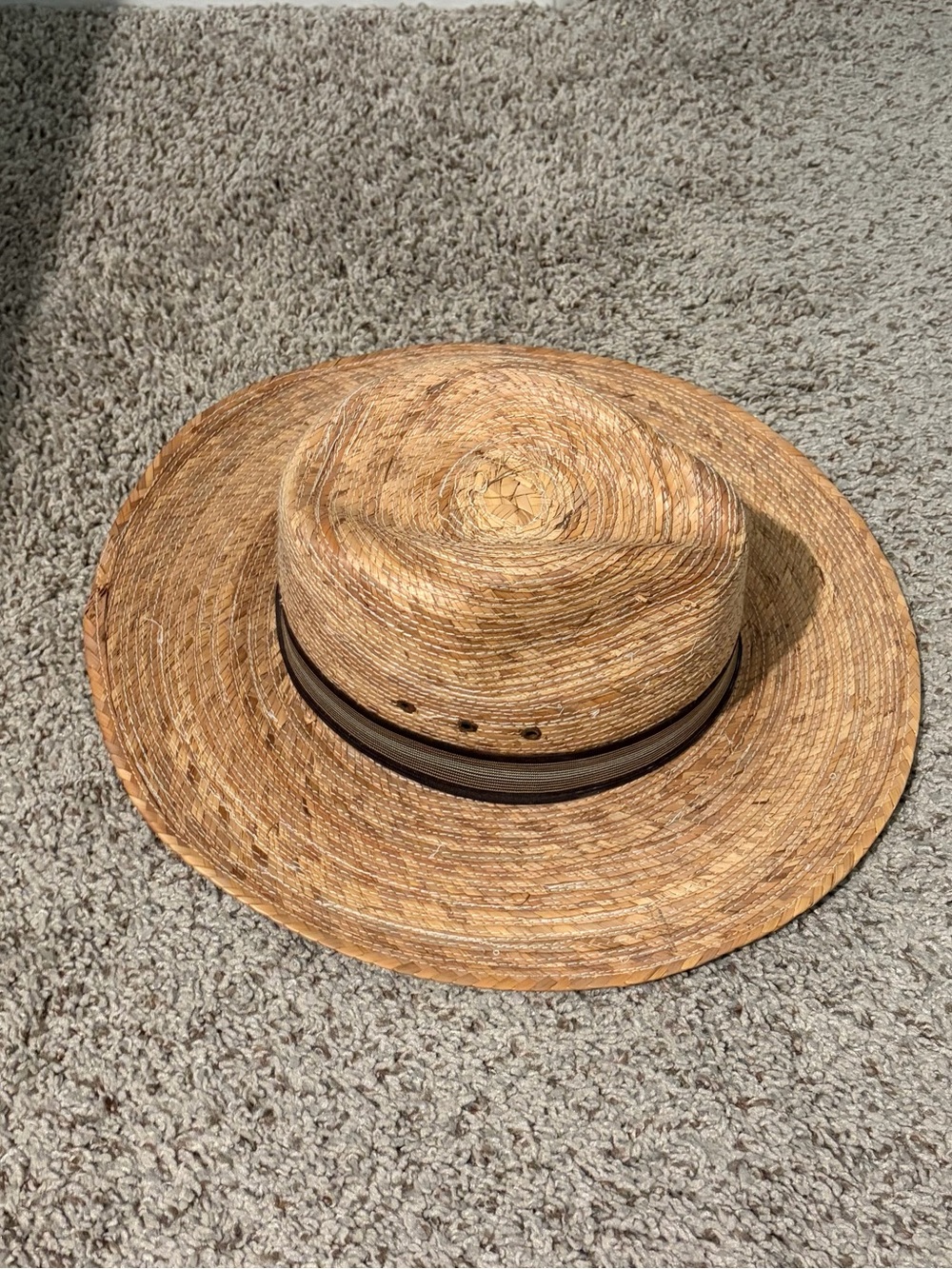 Men's Natural Straw Safari Hat with Brown Band